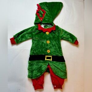 Toddler Plush Zippered Holiday Elf Suit With Removable Hood / 18-24 Mo